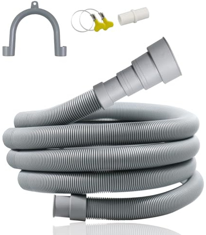 3M Washing Machine Drain Hose Extension, Washing Machine Waste Pipe D 20-38mm Cuttable Universal Drain Hose Pipe with Bracket Connector and Clamp for Dishwasher Waste Pipe's Extensions