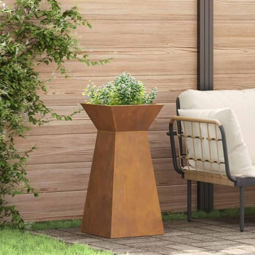 Aiuola rialzata, aiuola per verdure, aiuola da giardino, colonne, fioriera, argento, 35 x 35 x 73 cm, in acciaio, per balcone, giardino, giardino d'inverno, terrazza