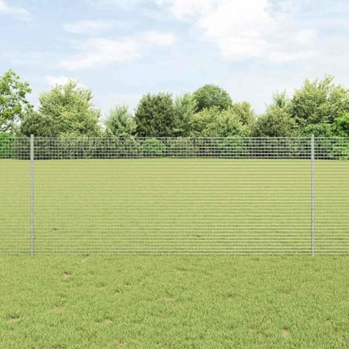 Clôture de jardin décorative avec poteaux argentés - 1 x 10 m - Clôture grillagée pour chiens, chats et lapins