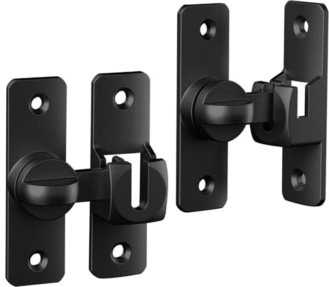 XSDSLS 2PCS Verrou de Porte pour Portes Coulissantes,90/180 Verrou Serrure de Porte, Verrou Porte Coulissante, Serrure Fermeture Porte pour Portes Coulissantes, Fenêtres, Cuisines (Noires)