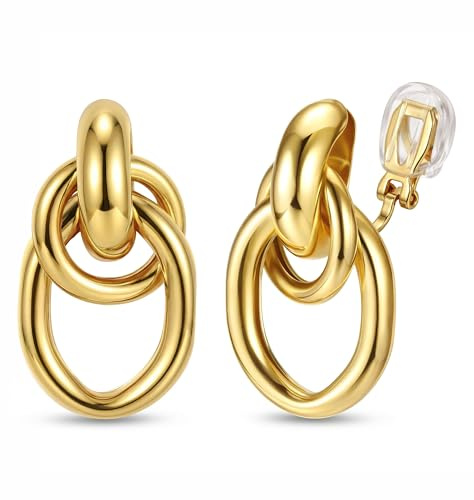 Kakonia Clip On Örhängen Knot Twist Clip On örhängen utan stansning för kvinnor flickor örhänge set, Koppar, Ingen ädelsten