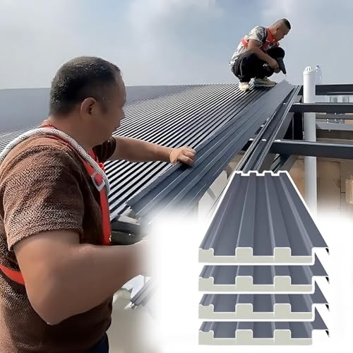 4x8 Ft Corrugated Roofing Panels - 4 PCS Gray Awning Roof Cladding for Balcony Cover & Patio Canopy Replacement, Durable Outdoor Tiles (1.5M/60IN/5FT)