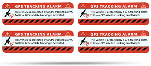 SECYOURITY - GPS Alarm Aufkleber PKW - Warnaufkleber für Auto & LKW (rot, 4)