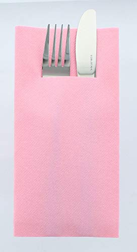 Mank Airlaid Besteckservietten Uni | 40 x 40 cm | 1/8-Falz | Premium Einweg-Serviette | saugstark | Basic | 75 Stück (Rosa)