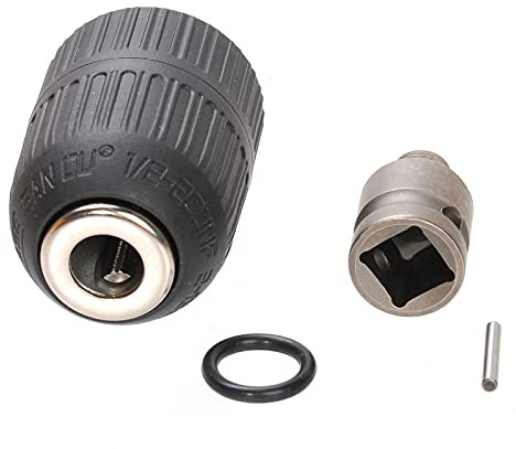 Carkio nyckellös borrchuck med 1/2 tums uttag fyrkantig kvinnlig adapter, snabbväxling konverteringsverktyg med 1/2-20UNF gängat fäste för att hålla 2,0-0,5 tum 2-13 mm)
