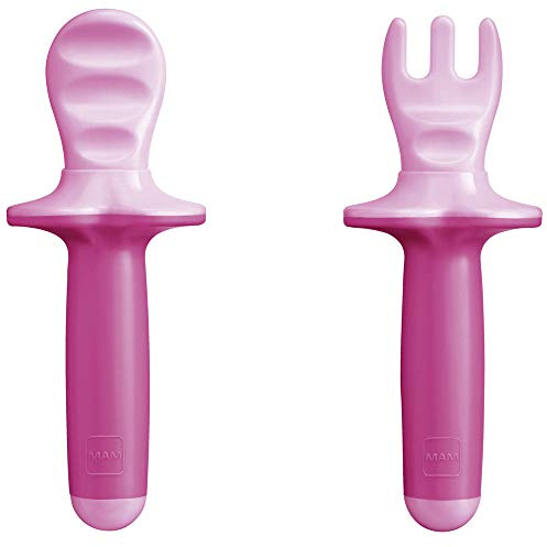 Mam Dipper Set, Besteckset mit Gabel und Löffel, 6+ Monate, Rosa