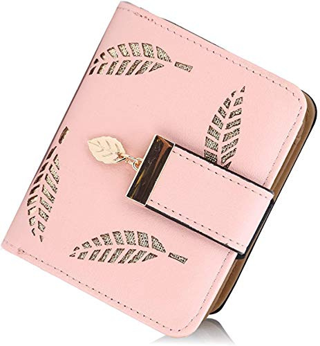 SRXWO Portefeuille pour Femme, Petit Porte Monnaie Cuir Pliable avec Titulaire de la Carte de crédit Cash ID, zippé avec des Cadeaux à glissière pour Fille (Pink)