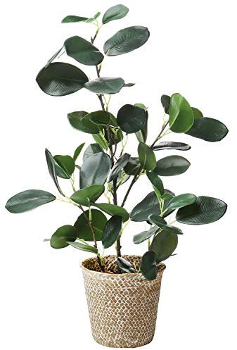 SAROSORA Künstlicher Ficus-Baum, künstliche Pflanzen in gewebtem Topf, 50,8 cm Höhe, für Wohnzimmer, Innenbereich, Zuhause, Büro, im Stil (Grün, 1)