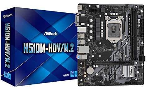 Asrock Placa Base 1200 microATX H510M-HDV/M.2 2xDDR4 (Hasta 64GB 3200 MHz OC) - 4xSATA - 1 x M.2 - USB 2.0 (4/2) - USB 3.1 (2/2) - HDMI - VGA - DVI-D