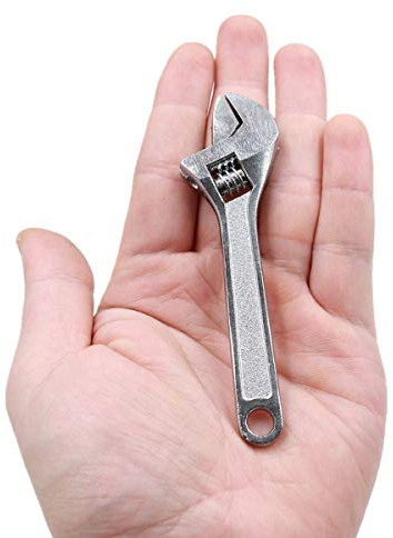 HATOOLHA® Mini-Schraubenschlüssel, verstellbar, 10,2 cm, kleiner Stahlschlüssel, Backenschlüssel, Werkzeuge für Industrie und Autoreparatur (Silber)