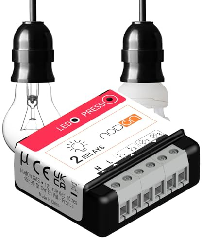 NodOn - 2x8A Zigbee Unterputzmodul, smarte Beleuchtungssteuerung, kompatibel mit Alexa, Philips Hue, SmartThings, HomeAssistant, Overkiz, Ubisys, Z2M