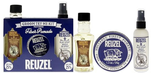 Reuzel Fiber Set - Groom Try Me Kit - Fiber Pomade - Haarstylingset & Reiseset: Fiber Pomade 35g, Daily Shampoo 100ml, Clay Spray 100ml
