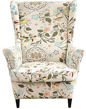 MINGPINHUIUS Wingback Chair Cover Sofa Slipcover - Stretch Polyester Wingback Armchair Covers Super Soft Furniture Protector Couch for Living Room Machine Washable/Skid Resistance