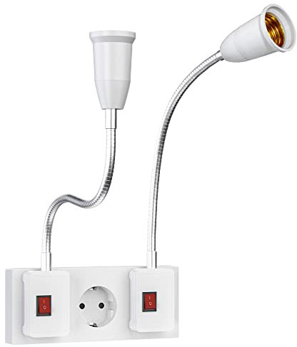 TANXIS E27 Fassung, Lampenfassung mit Schalter, 2 Stück Lampenfassung mit flexiblem Kabel für LED E26/E27 Glühbirne, AC 230V Küchenlampe, Leselampe, Wandleuchte, ohne Glühbirne - 30cm