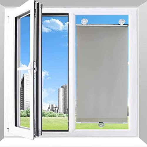 KOOEIN Saugnapf Verdunkelungsrollo, versenkbarer sonnenschutzvorhang, Tragbarer 30/40/55cm Rollo, Thermo Gardinen, Jalousie für Fenster dachfenster, Rollo ohne Bohren,Grey-55x125cm/22x49in