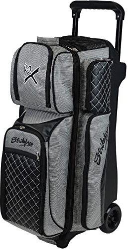 KR Strikeforce Royal Flush Triple Roller Bowling Bag for Three Bowling Balls, Shoes & Accessories (Silver)