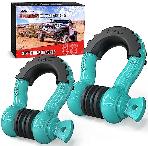 Nilight - Paquete de 2 grilletes de Anillo en D de 3/4 Pulgadas con Pasador de Tornillo de 7/8 Pulgadas de Resistencia a la Rotura, Resistente con Arandelas aislantes 92192B