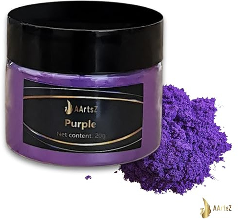 AArtsZ Epoxidharz Farbe Mica Pulver, Purple 20g Jar, Pigmentpulver | Perlglanz Farbpigmente Metallischer Powder für Schmuckherstellung Nagellack Seifenfarbe Schleim Kerzenherstellung Badebomben