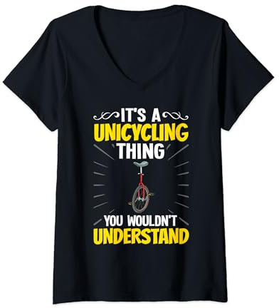 Einrad Fahrrad Lustiges Training Lernen Radfahren T-Shirt mit V-Ausschnitt