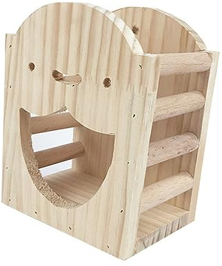 Holz Heuraufe für Kaninchen und Meerschweinchen, Käfig Innengestell | Futterspender mit Edelstahl, Hält Futter Sauber, Minimiert Verschwendung, Sicherer Einsatz im Gehege