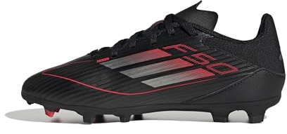 adidas Unisex niños F50 League Football Boots FG/MG Kids, Core Black/Iron Metallic/Lucid Red, 30 1/2 EU