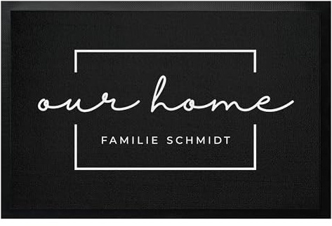 Fußmatten-KING Fußmatte Personalisiert Our Home bis 120cm - Türmatte mit Name, Wunschtext, Geschenk Fußmatte, Türvorleger waschbar innen & außen, Türmatte selbst gestalten (60x40cm)