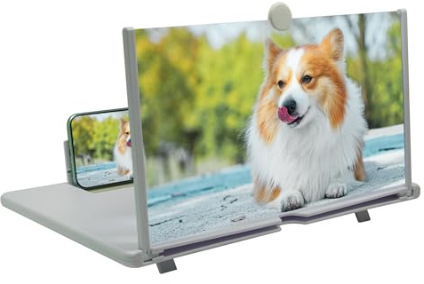 40,6 cm (16 Zoll) Handy-Bildschirmlupe, 3D-HD-Handy-Lupe, Projektor-Leinwand für Filme, Videos, faltbarer Telefonständer mit Bildschirmverstärker, unterstützt alle Smartphones (weiß, 40,6 cm)