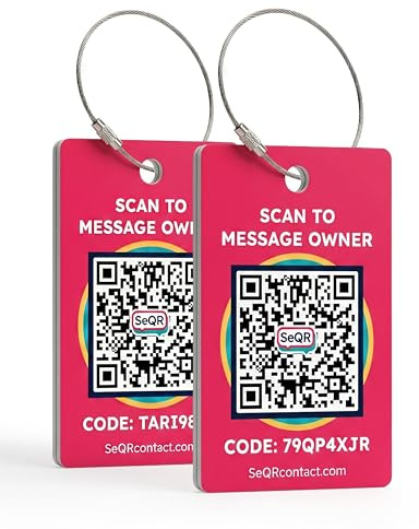 Smart Luggage Tags | Privacy QR Code Luggage Tag Keeps Personal info Private | Customizable Travel Suitcase Tags for Women Men | Use with GPS Bag Locator Tracking, Air Tag for Android or iOS