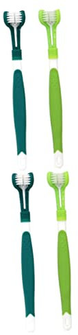 BESPORTBLE 4pcs Dog Toothbrush Plaque Remover Pet Grooming Brush Triple Headed Pet Care Toothbrush for Dogs Cats