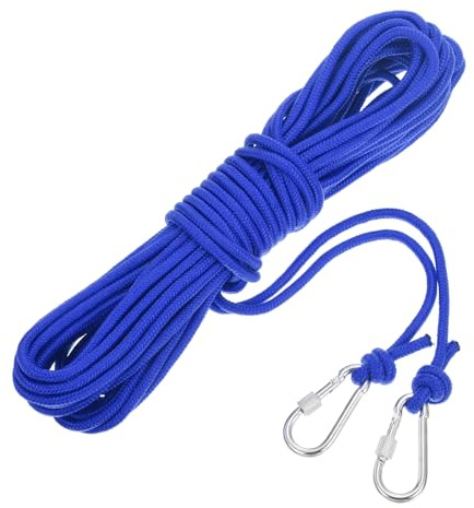 sourcing map Corda di ancoraggio cava intrecciata in polipropilene con gancio, 1/4 di pollice 15,2 m, in nylon, corda di ancoraggio per barche, blu
