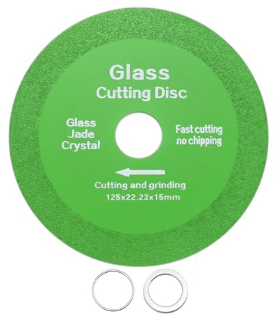 sourcing map Glass Cutting Disc 5 Inch for rotary tool Diamond Cutting Disc Ultra-Thin Saw Blade Wheel with 7/8 Arbor for Cutting Grinding Jade Crystal Tile Ceramic