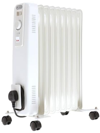 ECOSO Lio 2000W White UK Plug Oil Filled Electric Radiator - 540mm x 240mm
