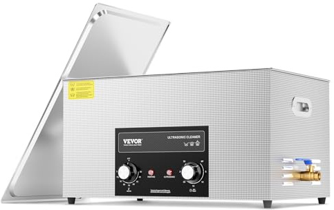 VEVOR Pulitore ad Ultrasuoni 22L con Timer Riscaldante Cestello, Macchina Digitale a Cavitazione Sonica, Pulitrice Ultrasuoni 480 W per Strumenti di Orologi, Occhiali, Monete, Utensili Metallici