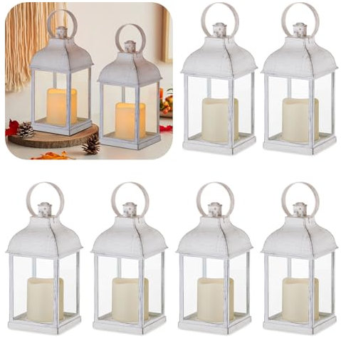 Staymoment Laterne mit LED Kerzen Weiß: 6er Set 22 cm Laternen als Tischdeko Wohnzimmer Balkon Deko Vintage für Hochzeit, Hochzeitsgeschenke für Brautpaar