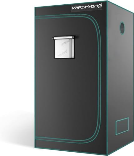 MARS HYDRO Tenda da coltivazione in Mylar riflettente da 81,3 x 81,3 x 160 cm, con vassoio rimovibile da pavimento e finestra per la coltivazione di piante da interni, TS1000/E3000