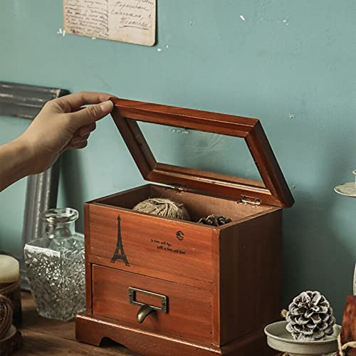 Nähkästchen-Organizer, Nähkästchen, Holz-Nähkorb, Nähkasten, antik, Retro, mit Nähset, Zubehör, Heim-Nähset, braun