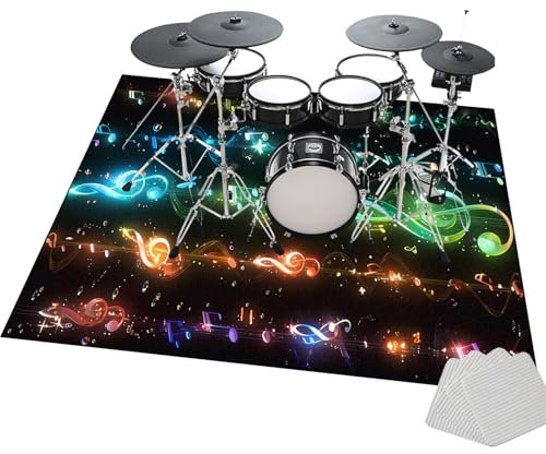 Drum Rug Trommel Teppiche Schallschutz Teppichmatte, Drum Teppich, 230 x 180 cm rutschfeste Drum Matte für Akustik Schlagzeug Drum Kits Bass Drum Elektronisch Snare Klavier Musikinstrumente Teppich