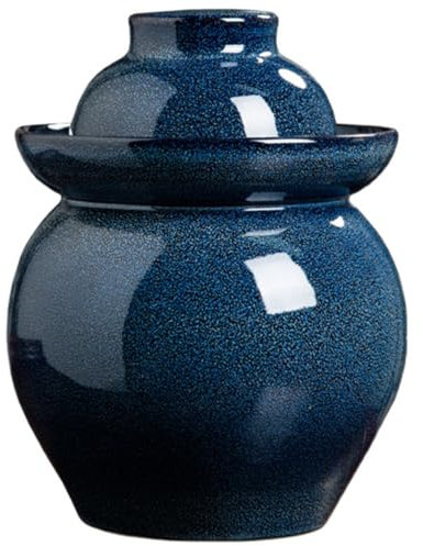 BDMRY Pickle Jar Large Traditional Sichuan Chinese Ceramic Fermenting Jar With Water Seal Airlock Lid, Ceramic Fermentation Crock for Pickling, Kimchi, Sauerkraut 5L