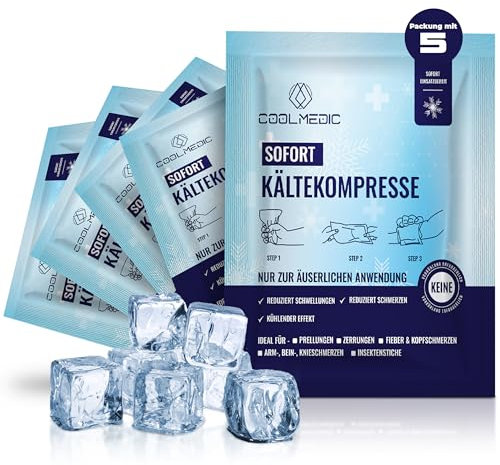 COOLMEDIC Sofort Kältekompresse zum Knicken (5 Stück) | Sofortiges Kühlen, Lange Kühldauer, Universell | Einmal Kühlpack Kühlpads Kühlpacks Kälte Sofort Kompresse für Sport Erste Hilfe uvm.
