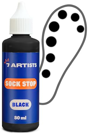 7 Artists Sock Stop Textilfarbe Schwarz 80 ml – Flüssiger Sockenstopper für Stoppersocken, Anti Rutsch Socken, Grip Socks Pilates | Antirutsch Kleber für Socken, Teppichfarbe