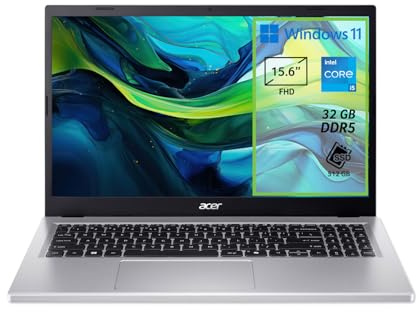 acer Aspire Go 15 AG15-71P-51F8 PC Portatile, Notebook, Processore Intel Core i5-1334U, RAM 32 GB DDR5, 512 GB PCIe NVMe SSD, Display 15.6 FHD, Scheda Grafica Intel Iris Xe, Windows 11 Home
