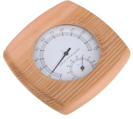 OFFIGAM Sauna Thermometer Hygrometer Essential Wooden Temperature and Humidity for Sauna Rooms Bathrooms and Steam Areas Precision Monitoring for Optimal Comfort and Enjoyment