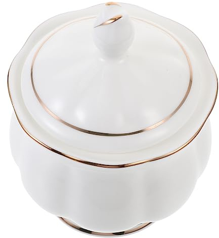 WEKADRIN Azucarero de Cerámica con Tapa Recipiente Decorativo para Condimentos y Dulces Tarro de Azúcar para Hogar y Cafetería Diseño Elegante y Funcional