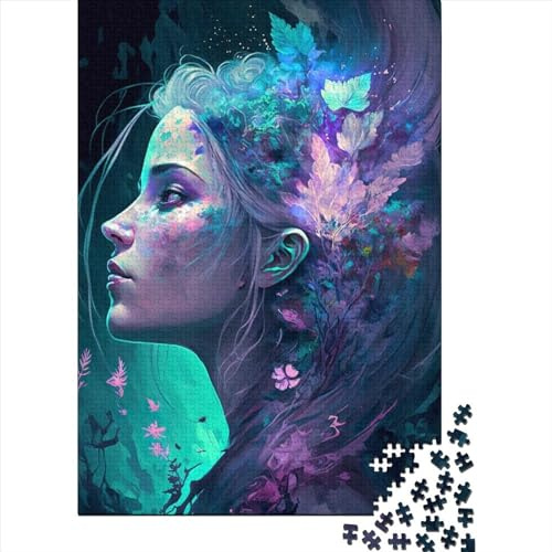 500 Teile Flowerpunk Woman Quadratisches Puzzle für Erwachsene und Holzpuzzles Kinderpuzzles 500 Stück (52 x 38 cm)