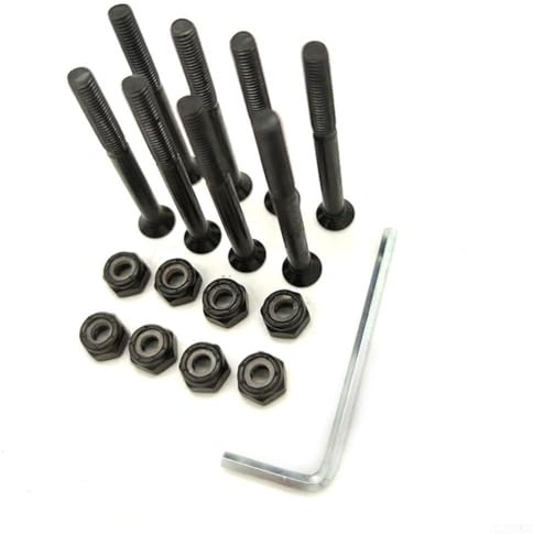 16 Pcs Carbon Steel Screws and Nuts for Skateboard and Longboard Repairs (53mm)