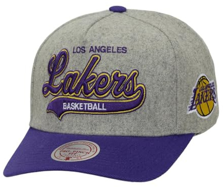 Mitchell & Ness NBA Tailsweep Pro Pinch Snapback Cap Los Angeles Lakers Heather Grey