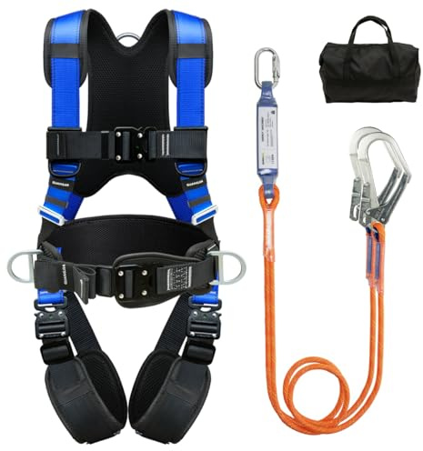 DIJJIG Safety Harness Kit with 1.8M Lanyards,Waist and Shoulder Protection,Construction Projects,High-altitude Rooftop Operations,Trim Trees, Anti fall safety harness,Safety Rope,CE Certification