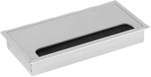 Passacavo quadrato in alluminio for scrivania, copriforo for cavi rettangolare in argento, hardware durevole for la gestione dei for tavolo da ufficio, 1 pezzo(100x200mm)