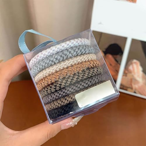 Knekkies Haargummi Original, 8 Stück Haargummis Damen Mehrfarbigen,Accessoire Mode Elastisch Geflochtene Hair Ties, Haargummi Mädchen für Dickes Haar und Lockiges Haar (H)