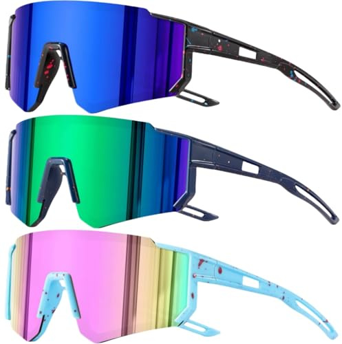 Beread Lot de 2 lunettes de soleil polarisées pour enfants - Protection UV400 - Pour garçons et filles - Pour cyclisme, course à pied (Lot de 3 - Non polarisé)